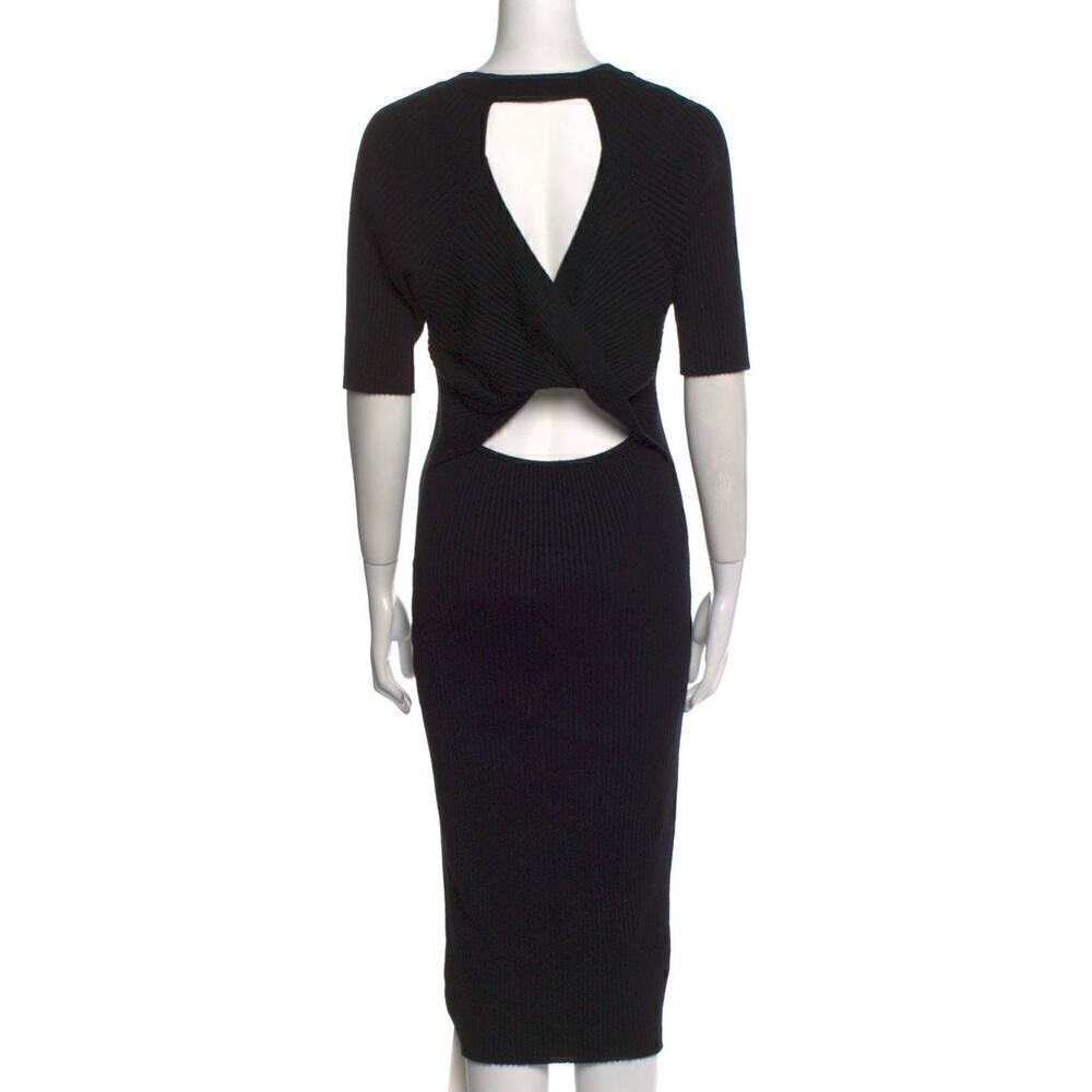HOUSE OF HARLOW 1960 Crew Neck Midi Length Sweater Dress Open Back Black Medium